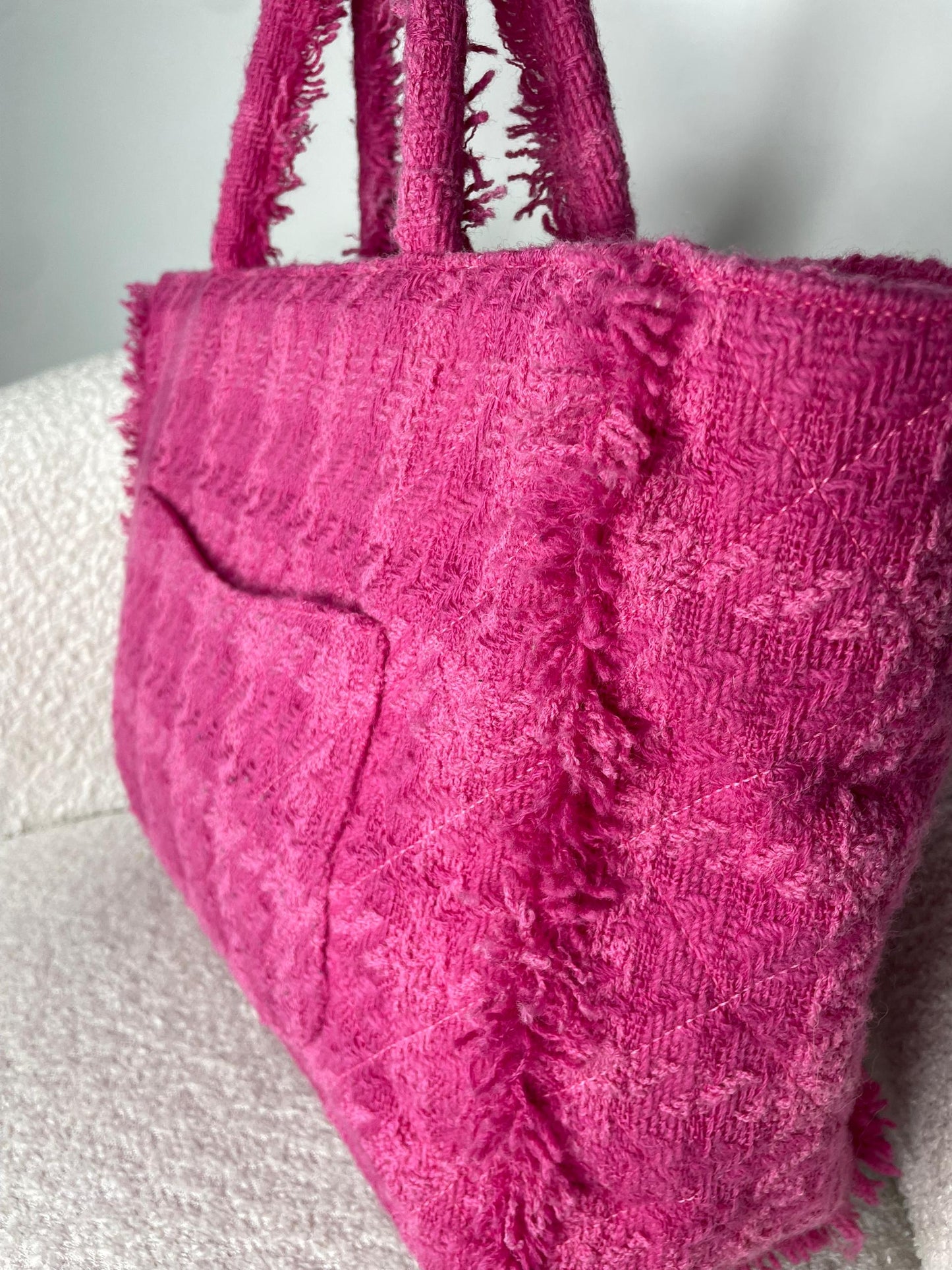 Pink Tweed Zip Tote Bag