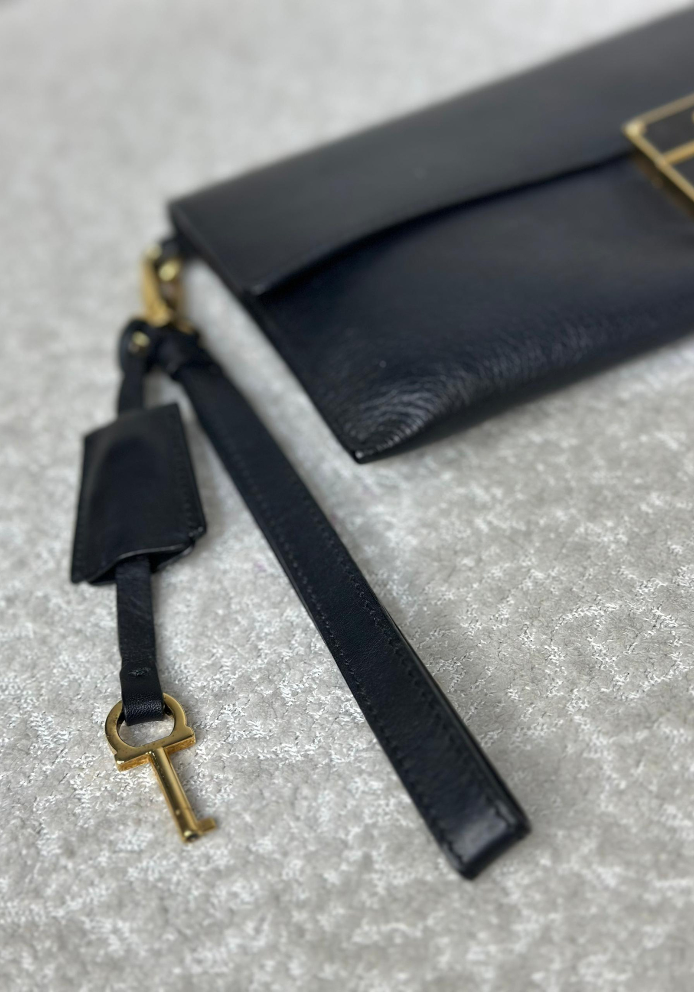 Black Leather Clutch Bag