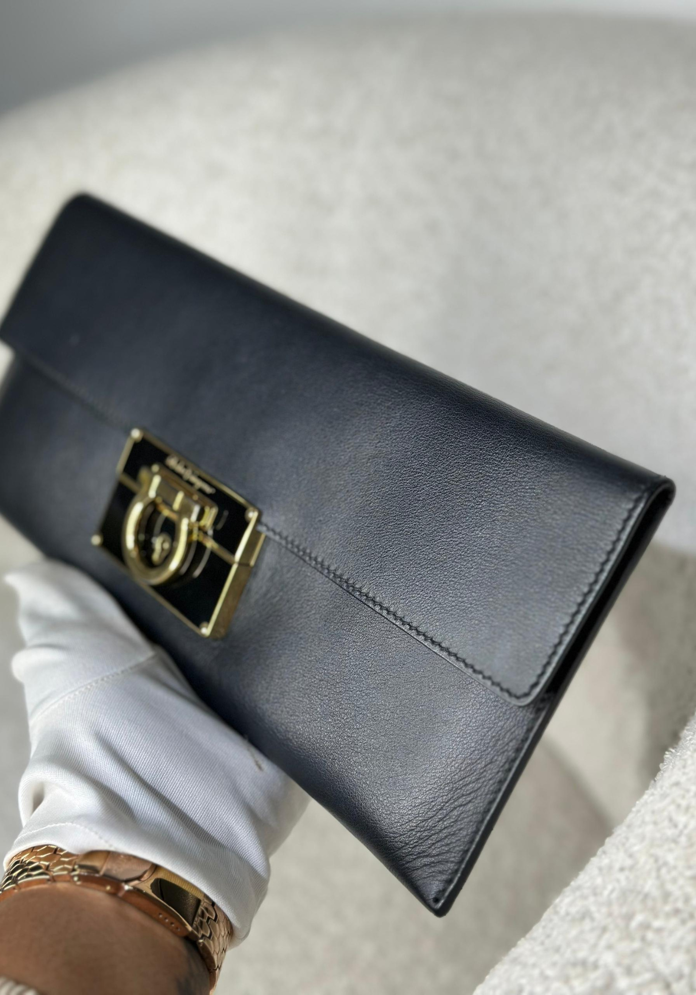 Black Leather Clutch Bag