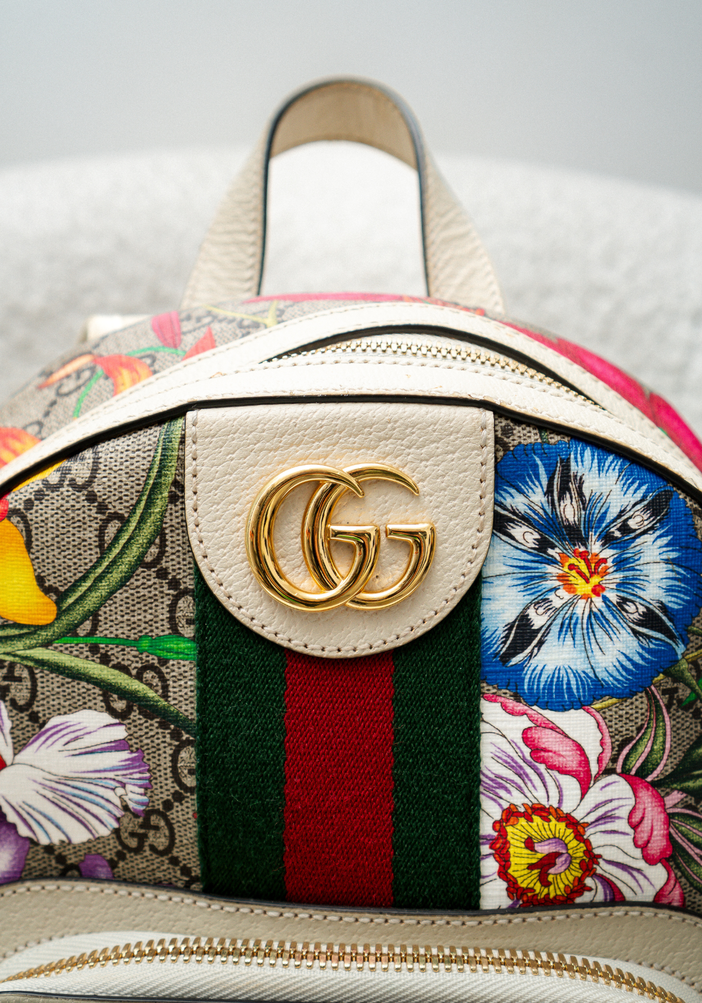 Ophidia Flora White Leather Backpack