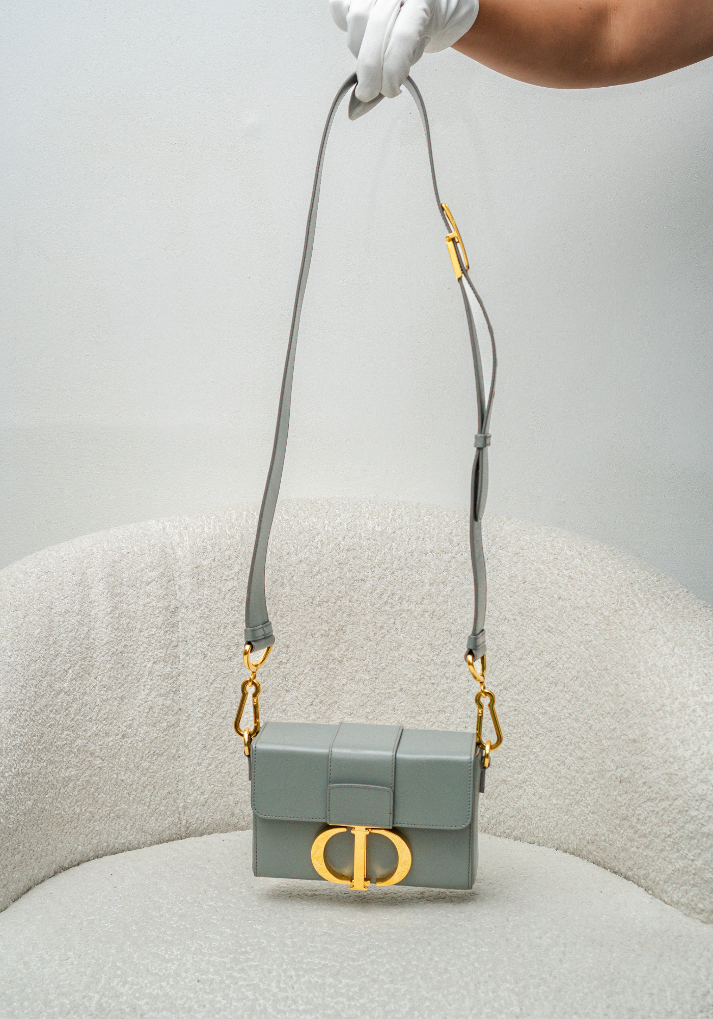 Grey Calfskin 30 Montaigne Bag Gold Hardwarre