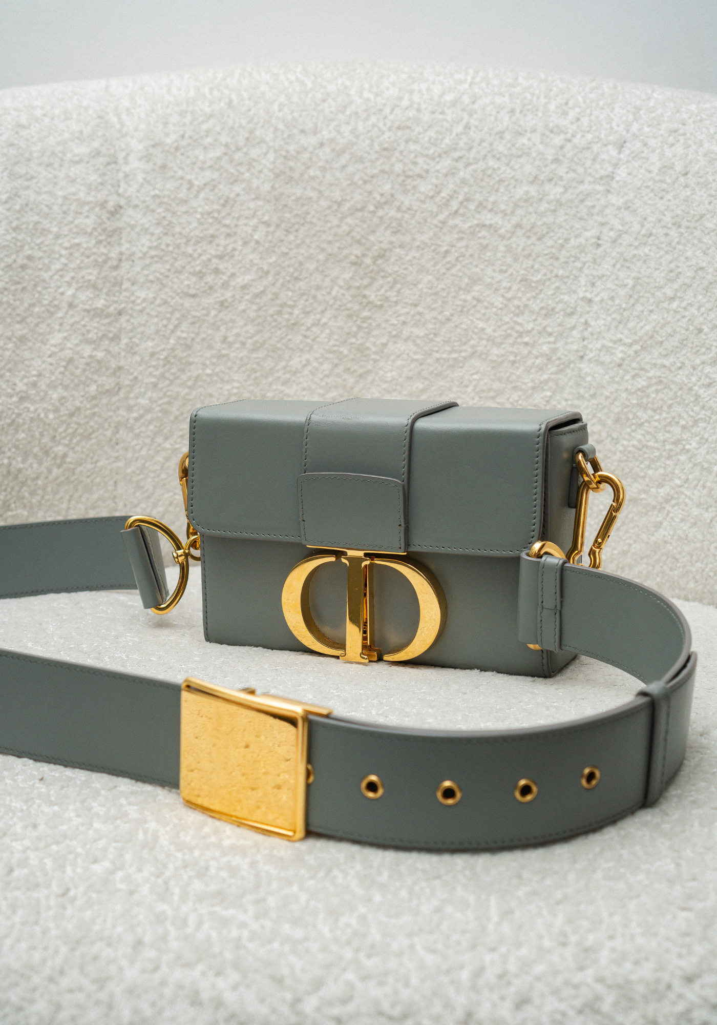 Grey Calfskin 30 Montaigne Bag Gold Hardwarre