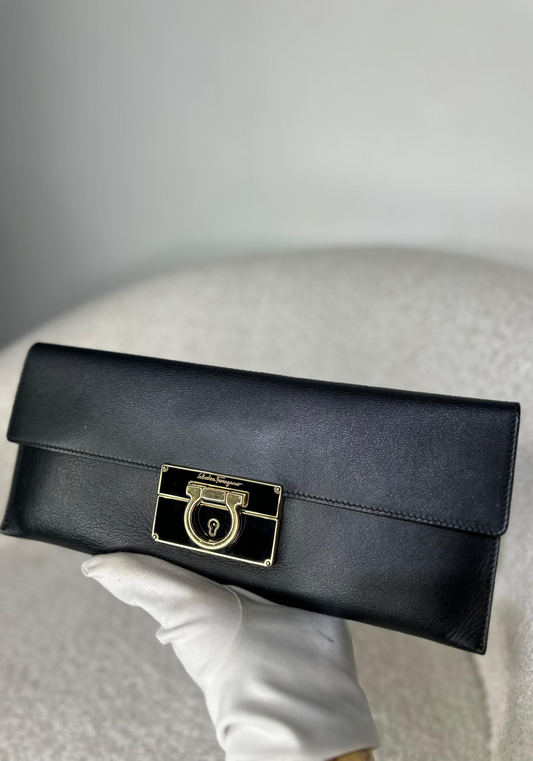 Black Leather Clutch Bag