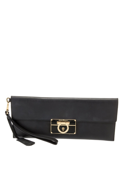 Black Leather Clutch Bag
