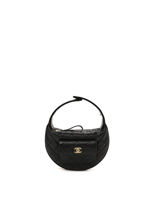 Caviar Mini Round Hobo Bag