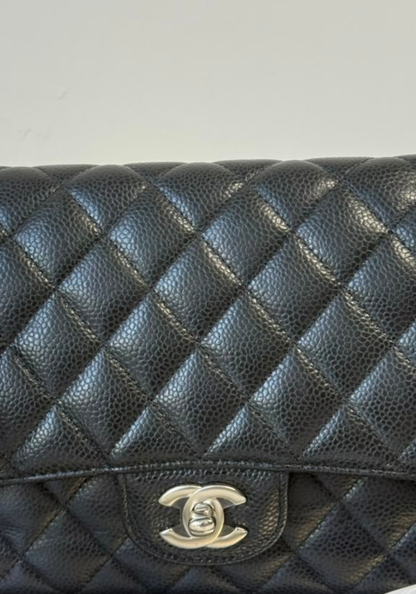Flap Medium Caviar Silver Hardware