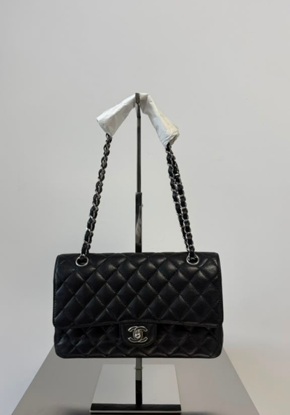 Flap Medium Caviar Silver Hardware