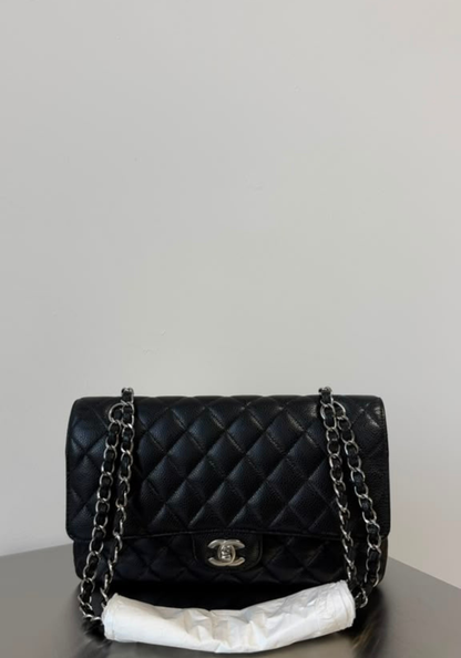 Flap Medium Caviar Silver Hardware