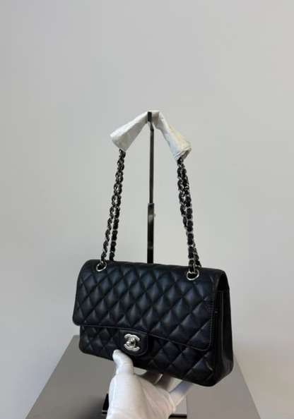 Flap Medium Caviar Silver Hardware