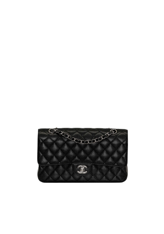 Flap Medium Caviar Silver Hardware