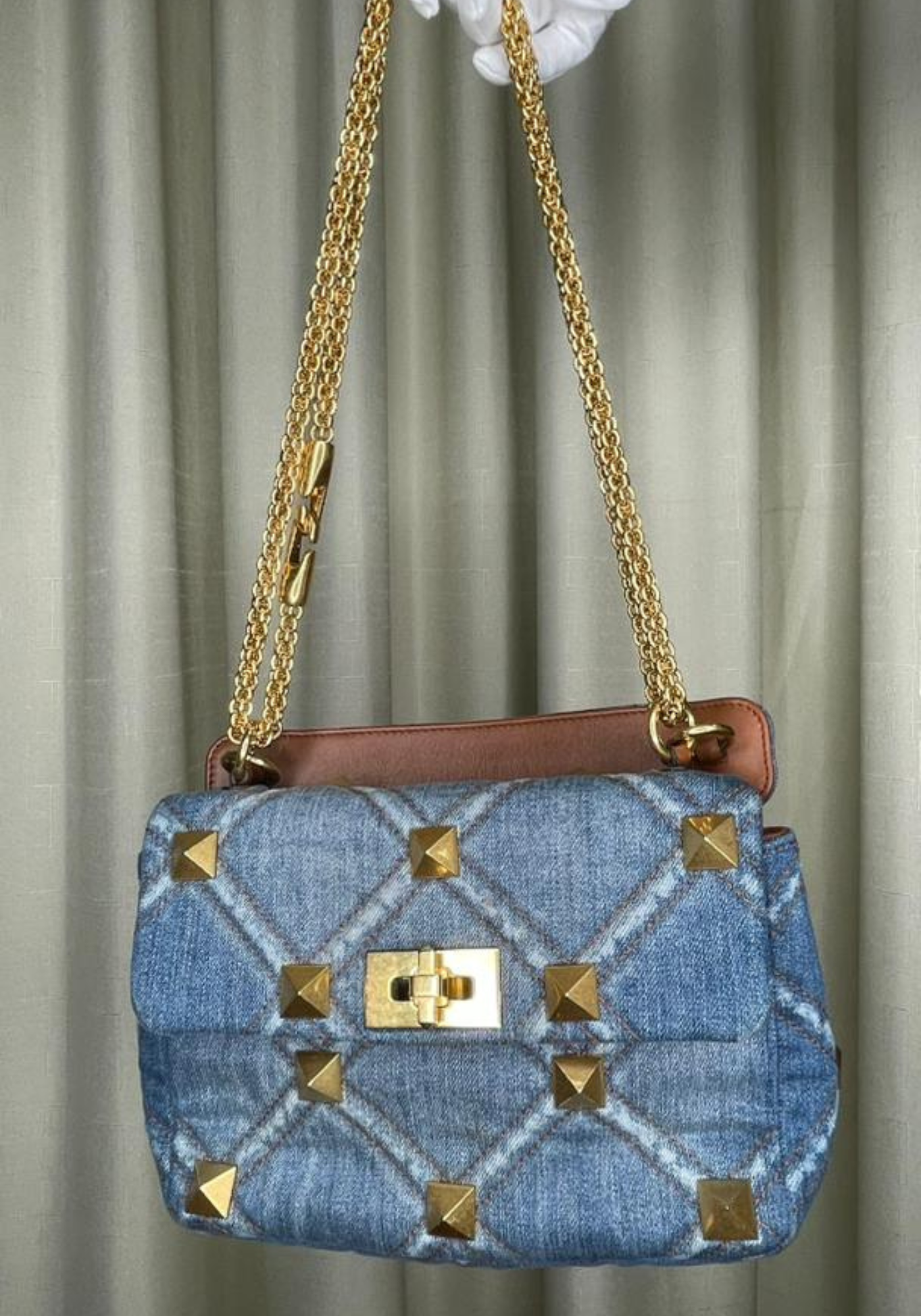 Roman Stud Medium Denim Bag